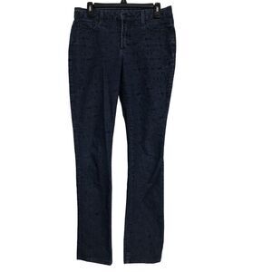 NYDJ Jeans‎ Size 8 Textured Floral Slim Straight Leg  Lift Tuck Women Dark Wash